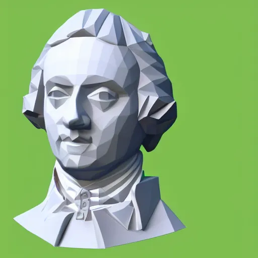 Image similar to Mozart as a low poly 3D model