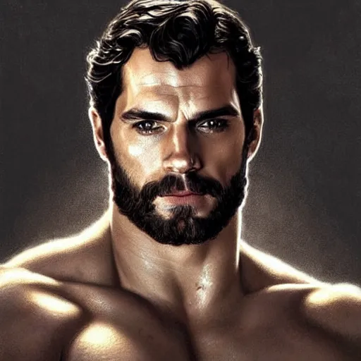 Image similar to Henry Cavill is a Greek god, gorgeous, amazing, muscular, intricate, elegant highly detailed, digital painting, artstation, concept art, sharp focus, illustration, art by artgerm, greg rutkowski, alphonse mucha