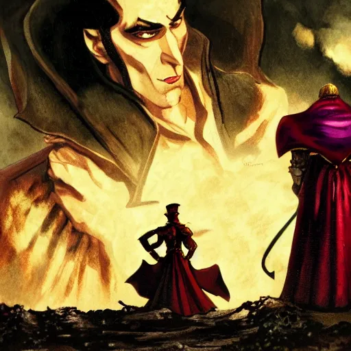 Image similar to Strahd von Zarovich taking Ireena, dramatic, realistic, detailed, wide shot