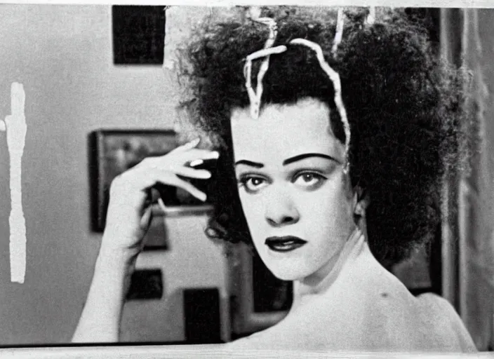 Image similar to bride of frankenstein ( 1 9 3 5 ) as a teen, still from john hughes movie sixteen candles