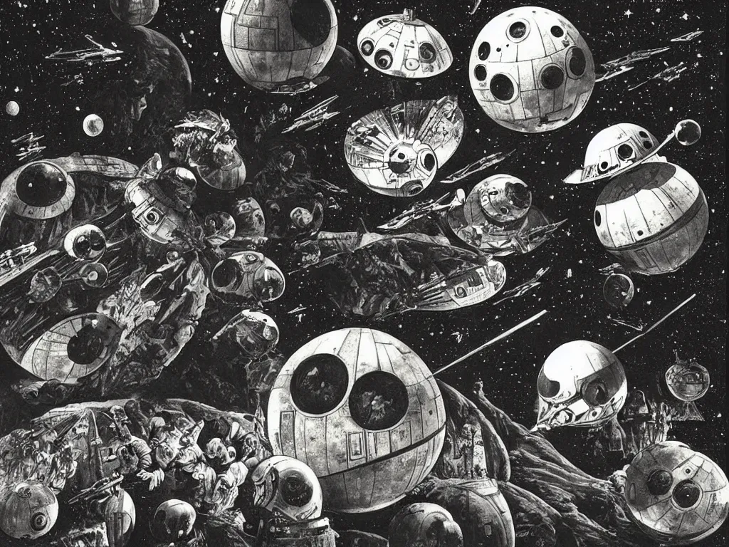 Image similar to a scene from star wars as directed by georges melies