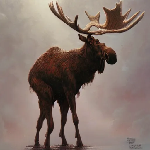 Prompt: anthropomorphic moose hero by greg rutkowski, tim hildebrandt, and wayne barlowe