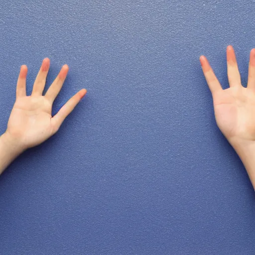 Prompt: hand in front of a blue screen background,