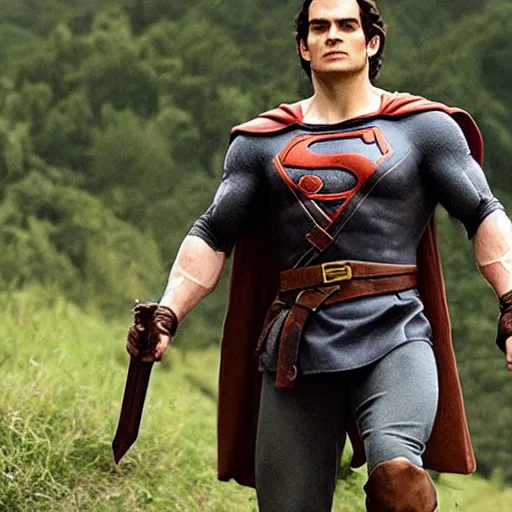 Prompt: Henry Cavill as big strong link from legend of Zelda