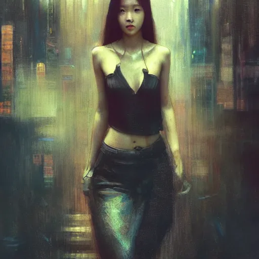 Image similar to jisoo of blackpink, hyperrealistic portrait, bladerunner street, art of elysium by jeremy mann and alphonse mucha, fantasy art, photo realistic, dynamic lighting, artstation, poster, volumetric lighting, very detailed face, 8 k, award winning