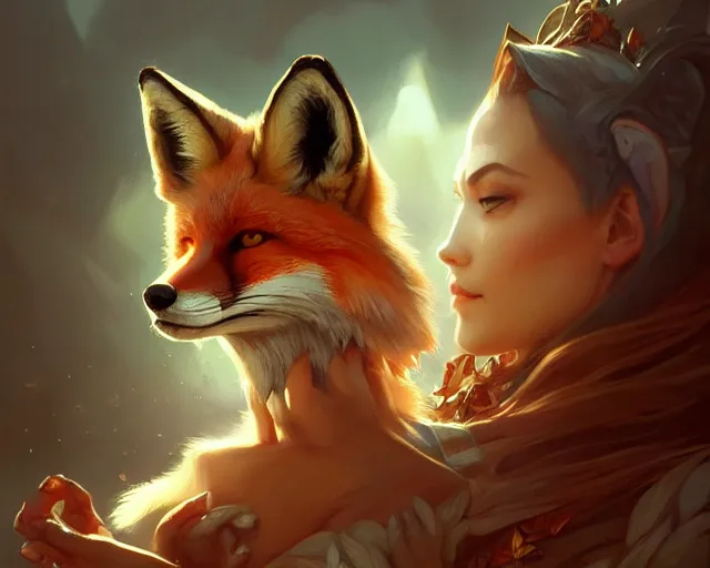 Prompt: fox fox fox fox fox with a hint of fox, deep focus, d & d, fantasy, intricate, elegant, highly detailed, digital painting, artstation, concept art, matte, sharp focus, illustration, hearthstone, art by artgerm and greg rutkowski and alphonse mucha