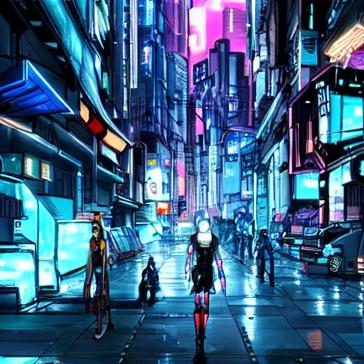 Image similar to ion fury city, cyberpunk, anime