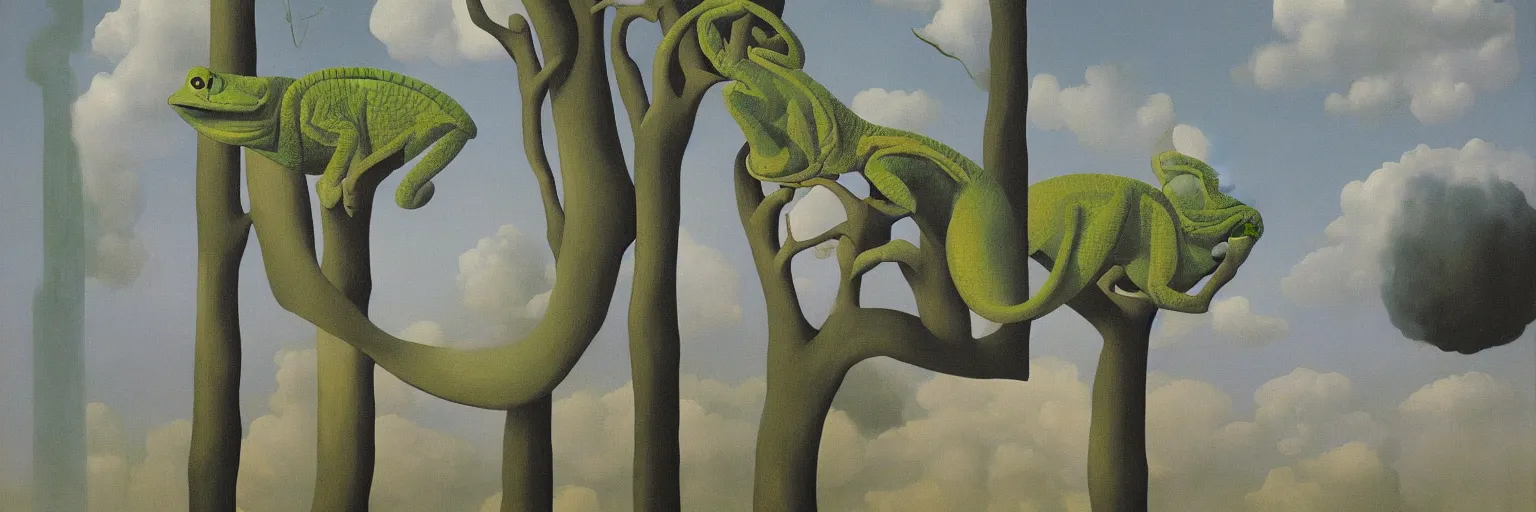 Prompt: chameleon painting magritte