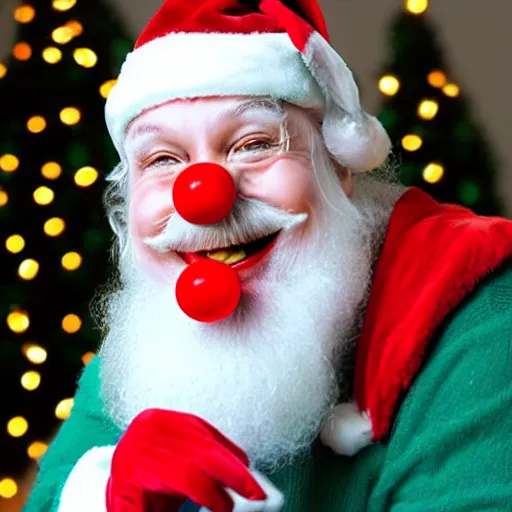 Image similar to santa as a clown