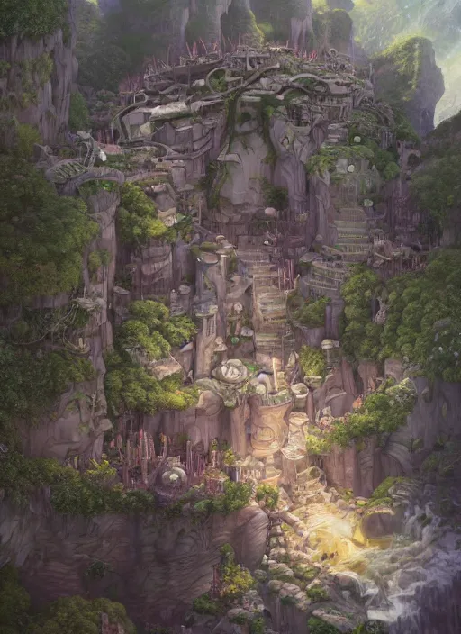 Image similar to made in abyss, au naturel, hyper detailed, digital art, trending in artstation, cinematic lighting, studio quality, smooth render, unreal engine 5 rendered, octane rendered, art style by klimt and nixeu and ian sprigger and wlop and krenz cushart