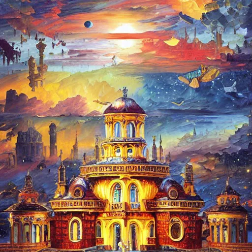 Prompt: palace by james christensen, rob gonsalves, paul lehr, leonid afremov and tim white