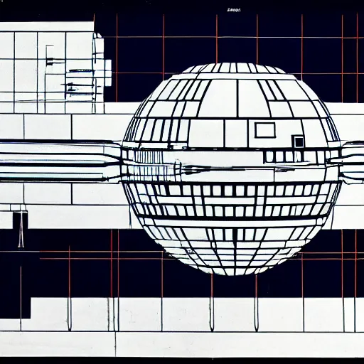 Image similar to A blueprint of the Death Star, constructivism