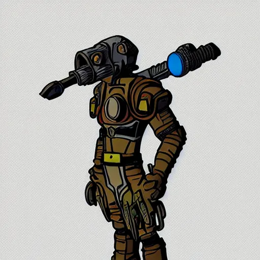 Prompt: fallout enclave fighter in power armor with a minigun in his hands stands next to the entrance to the fallout shelter, fallout 2 stylization, pseudo 3 d isometry, pixel, post - apocalypse,