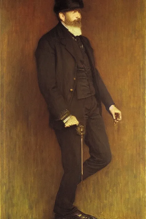 Image similar to a beautiful victorian painting of a distinguished gentleman, by william holman hunt, john everett millais, george frederic watts, trending on artstation