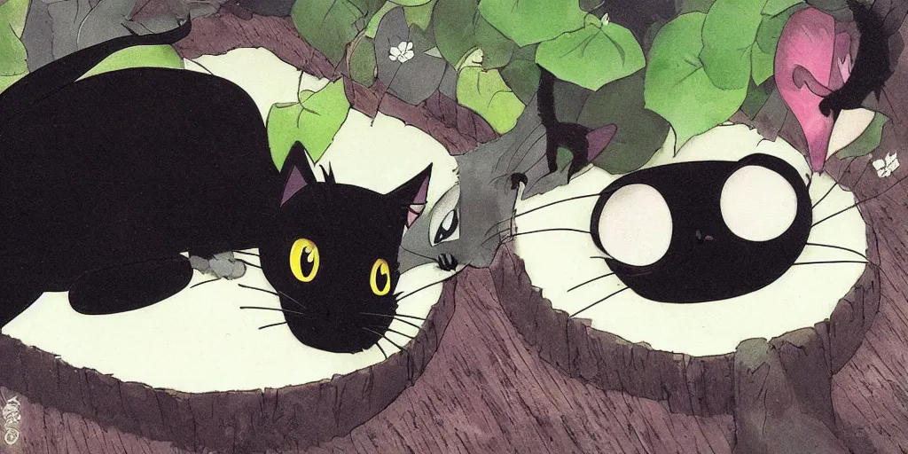 Prompt: a cute black cat by Studio Ghibli