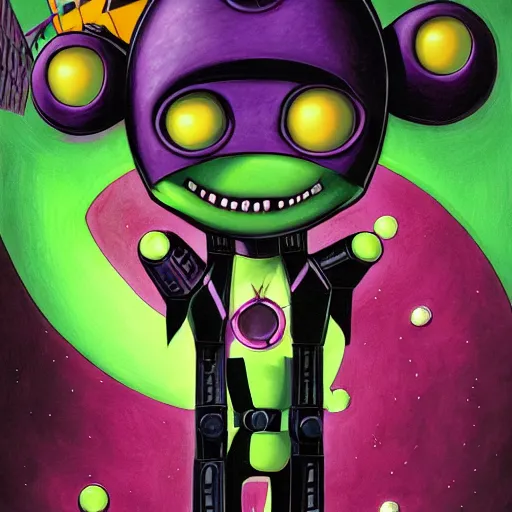Prompt: a portrait of invader zim by jim burns
