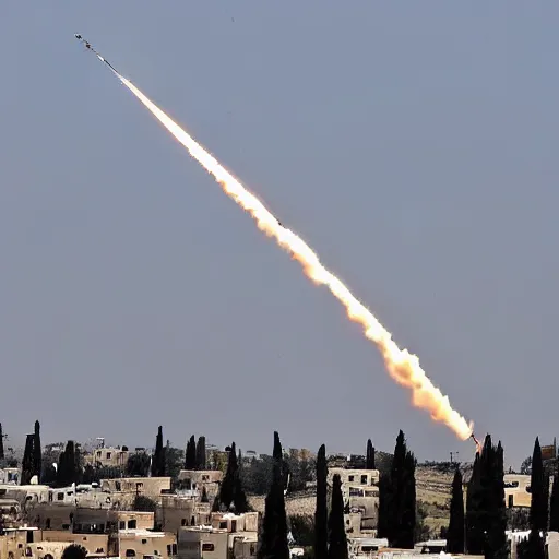 Prompt: Israel's Iron Dome in action, photography