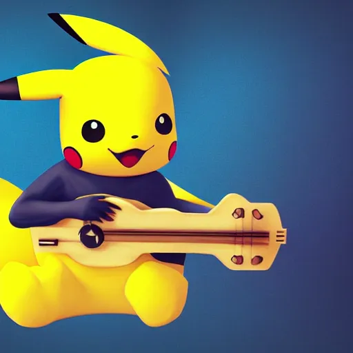 Prompt: a cute futuristic ukulele with pikachu, 8k, digital art, trending on artstation,