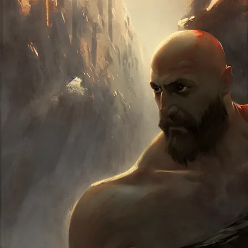Prompt: kratos after defeating zeus by greg rutkowski