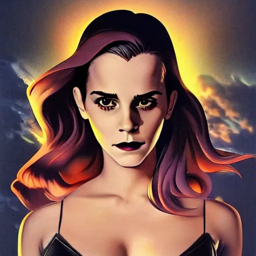 Image similar to emma watson flying in sky Heavy Contour makeup look eye shadow smokey eyes fashion model face by artgem by brian bolland by alex ross by artgem by brian bolland by alex rossby artgem by brian bolland by alex ross by artgem by brian bolland by alex ross