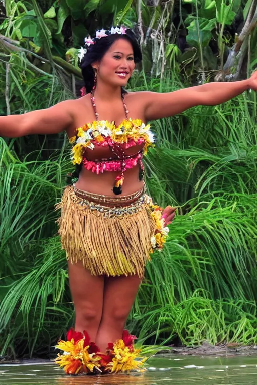 Image similar to tahiti princess hula dancer, beautiful