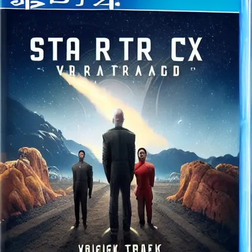 Prompt: video game box art of a ps 4 game called star trek : picard's voyage, 4 k, highly detailed cover art.