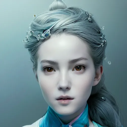 Image similar to the portrait of a blueberry that resembles an absurdly beautiful, graceful, elegant, sophisticated irene girl, an ultrafine hyperdetailed illustration by kim jung gi, irakli nadar, intricate linework, bright colors, octopath traveler, final fantasy, unreal engine 5 highly rendered, global illumination, radiant light, detailed and intricate environment