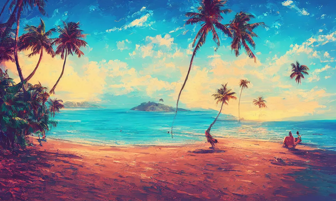 Image similar to paradise beach by alena aenami artworks in 4 k