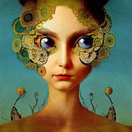 Prompt: a beautiful print a large eye that is looking directly at the viewer. the eye is composed of a myriad of colors and patterns, and it is surrounded by smaller eyes. the smaller eyes appear to be in a state of hypnosis, and they are looking in different directions. by carl spitzweg, by catrin welz - stein rigorous