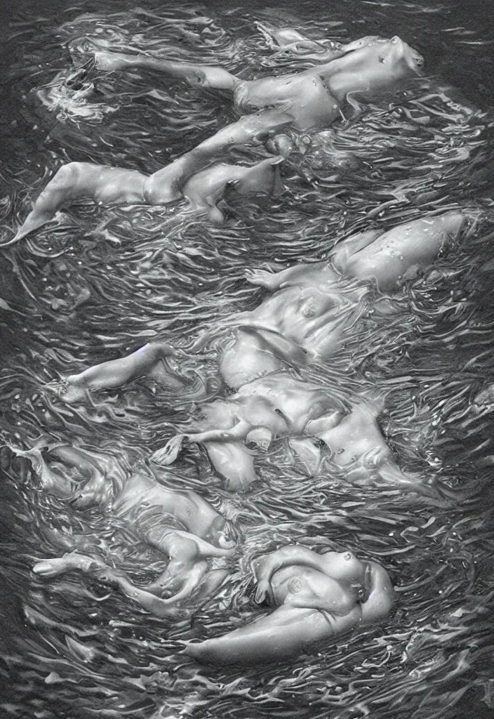 Image similar to highly detailed surrealist art about drowning slowly