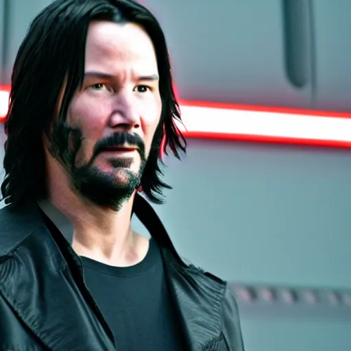 Prompt: cinematic film still of Keanu Reeves in Star Wars, high detail