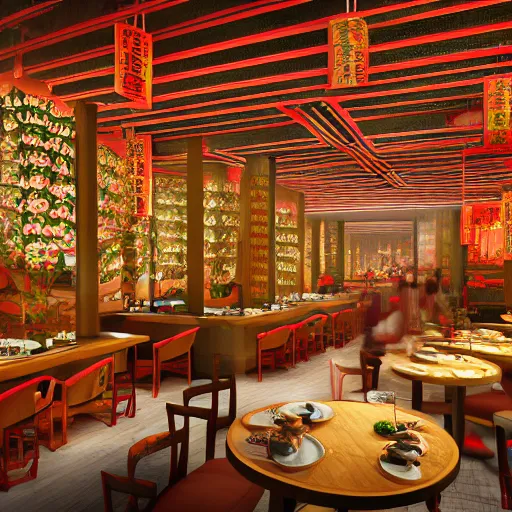 Image similar to a beautiful hyperdetailed render of roasted string hotpot restaurant restaurant yan'an, from china, chinese style, victo ngai, 4 k hd