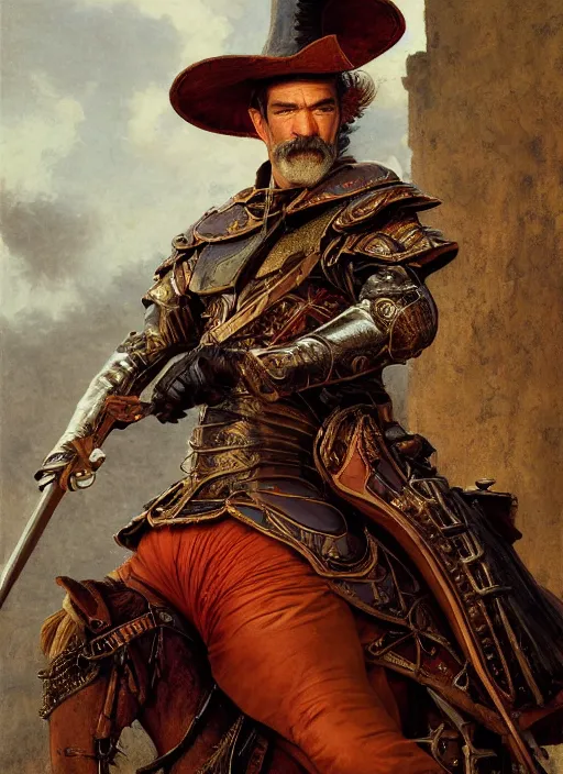 Prompt: portrait of antonio banderas as don quixote, digital art by eugene de blaas and ross tran, vibrant color scheme, intricately detailed, in the style of romanticism, cinematic, artstation, greg rutkowski