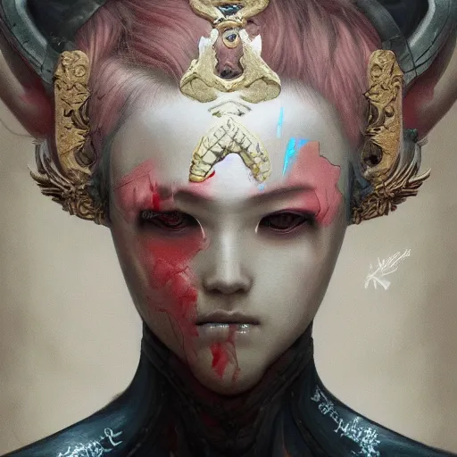 Image similar to hyperrealistic photography of holy warrior in the style of Jin Kagetsu, James Jean and wlop, highly detailed, sharp focus, rich deep colors, intricate concept art, digital painting, ambient lighting, 4k, artstation