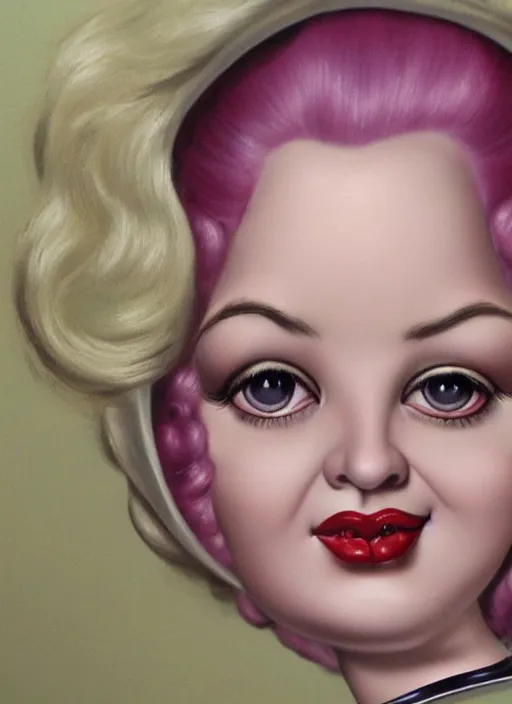 Image similar to diana dors as a mark ryden doll, detailed digital art, trending on Artstation