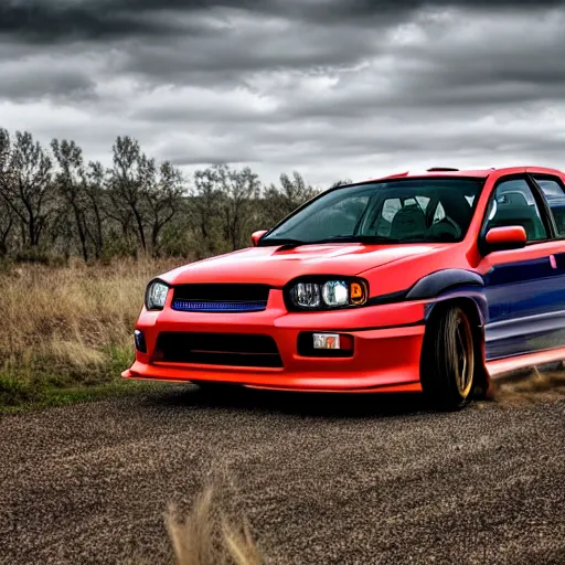 Image similar to velociraptor mongoliensis as wrx impreza, hdr 8 k