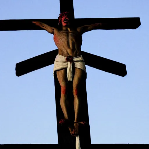 Image similar to mcdonalds grimace being crucified