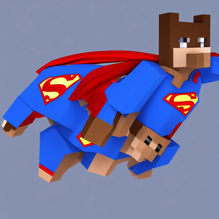 Image similar to cat - superman, hyperrealism, no blur, 4 k resolution, ultra detailed, style of minecraft