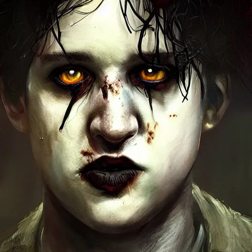 Image similar to portrait of young robert smith as a zombie, 7 days to die zombie, fine art, award winning, intricate, elegant, sharp focus, cinematic lighting, highly detailed, digital painting, 8 k concept art, art by guweiz and z. w. gu, masterpiece, trending on artstation, 8 k