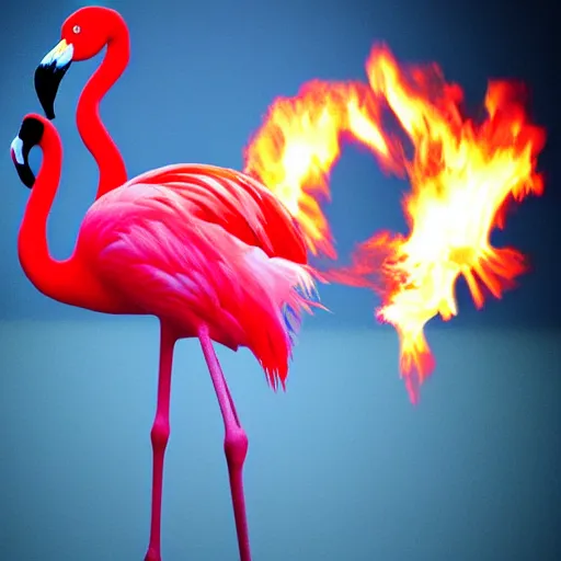 Prompt: flamingo exhaling fire, flame, fire, flamingo, photo realistic, dramatic lighting