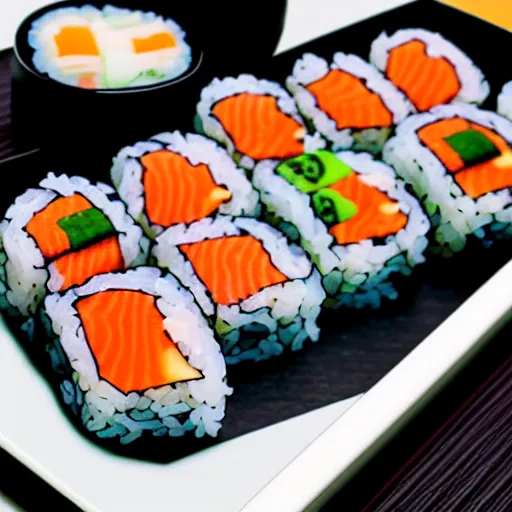 Image similar to a computer made of sushi