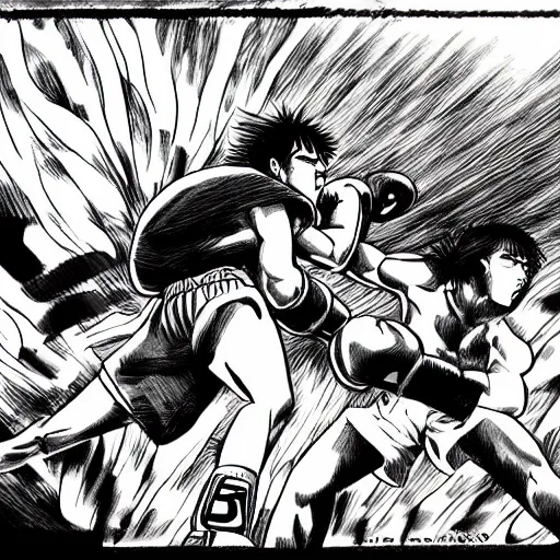 Image similar to a boxing match, manga style, masterpiece, by joji morikawa, by kentaro miura, 4 k wallpaper, ink and screentone