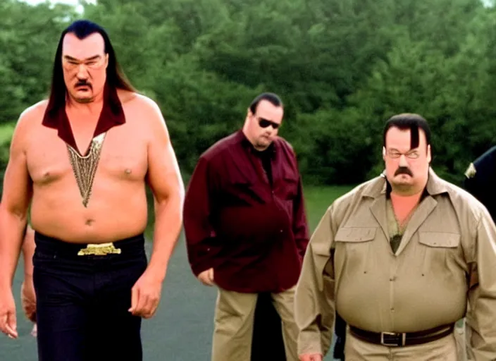 Prompt: steven seagal in a still from the tv show trailer park boys (2001)