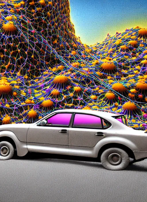 Prompt: hyper detailed 3d render like a Oil painting - Ramona Flowers with black hair in thick mascara seen Eating of the Strangling network of colorful yellowcake and aerochrome and milky Fruit and Her delicate Hands hold of gossamer polyp blossoms bring iridescent fungal flowers whose spores black the foolish stars by Jacek Yerka, Mariusz Lewandowski, Houdini algorithmic generative render, Abstract brush strokes, intense eyes, choke smirk smile grin, Masterpiece, Edward Hopper and James Gilleard, Zdzislaw Beksinski, Mark Ryden, Wolfgang Lettl, Dan Hiller, hints of Yayoi Kasuma, octane render, 8k