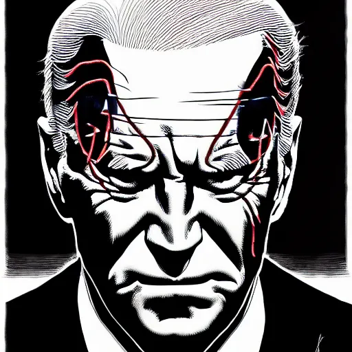 Image similar to Joe Biden looking sinister, by Tsutomu Nihei, highly detailed