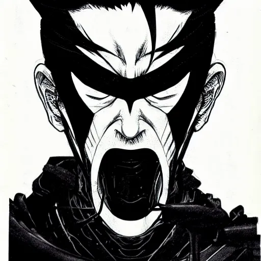 Image similar to Shinzo Abe looking sinister, by Tsutomu Nihei, highly detailed