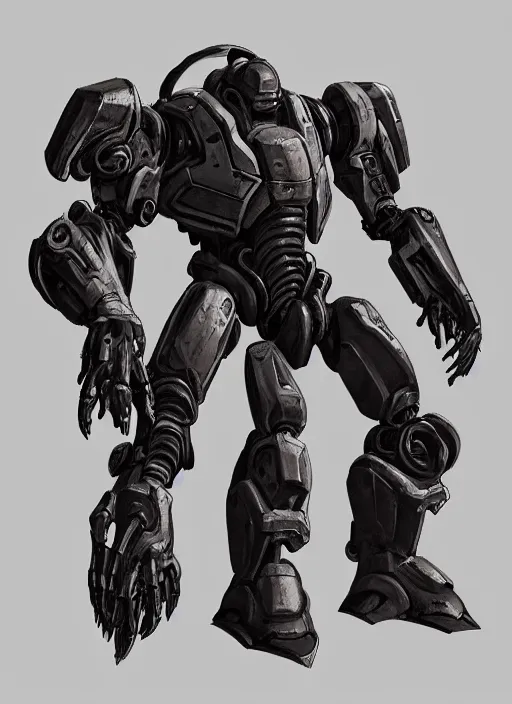 Image similar to “ character concept, strogg, face of a man, body of an armored robot, quake 3, doom, wolfenstein, shiny, metal, unreal engine 5, mecha suit, anime, paul richards, jon lane ”