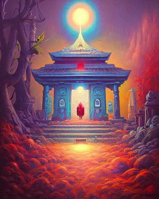 Prompt: pop surrealism temple, chris mars, alena aenami, fantasy art