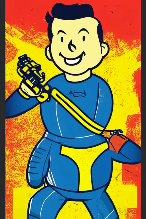 Image similar to fallout 7 6 retro futurist illustration art by butcher billy, sticker, colorful, illustration, highly detailed, simple, smooth and clean vector curves, no jagged lines, vector art, smooth andy warhol style