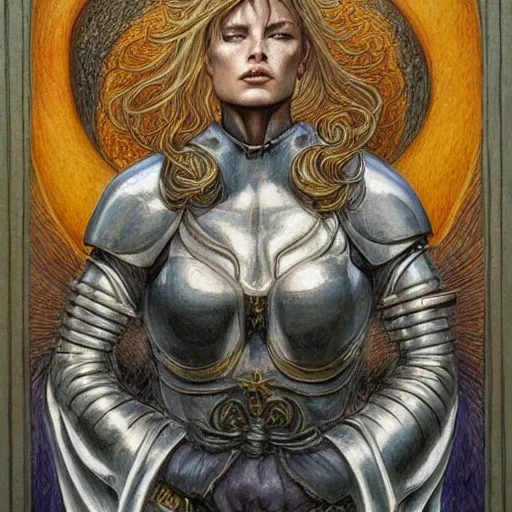 Image similar to jeanne d'arc in the style of william blake, terese nielsen, detailed, intricate, beautiful faces, steve argyle, pastoral fantastic reality